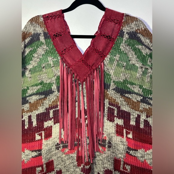 Cecilia Prado Multicolor Boho Aztec snap Kimono with Fringe - Picture 2 of 7